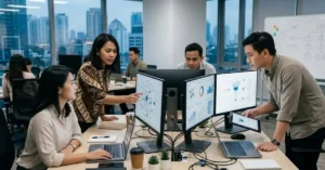 Tim SEO menganalisis data pengguna untuk memahami search intent dan meningkatkan performa website.