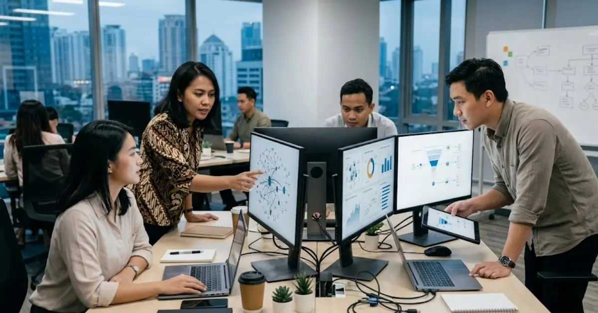 Tim SEO menganalisis data pengguna untuk memahami search intent dan meningkatkan performa website.