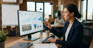 Spesialis digital marketing menganalisis data CRO untuk meningkatkan konversi dan performa website.
