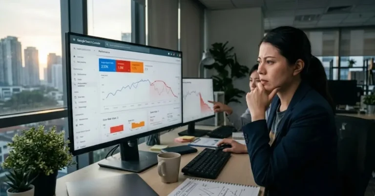 Tim memantau penurunan trafik dan metrik website untuk menemukan tanda performa menurun di Google.