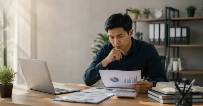 Seorang analis memeriksa grafik dan laporan website untuk menemukan masalah yang memengaruhi performa situs.